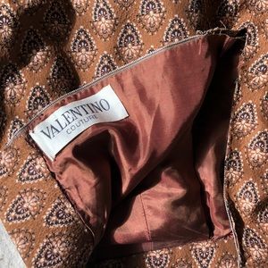 Valentino Couture Paisley Brown Pleated Mid-length Skirt